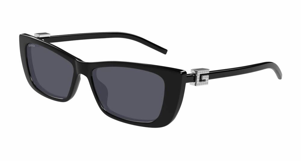 NEW GUCCI women's rectangular sunglasses in black/grey